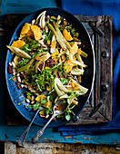 Orange and fennel salad with pecans and beans