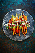 Roasted carrots with tahini and pomegranate