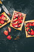 Shortcut pastry with berries and chocolate