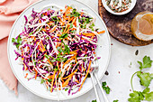 Vegan cabbage salad with carrot