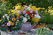 Colorful late summer bouquet from the cottage garden