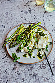 Asparagus ricotta salad with chimichurri
