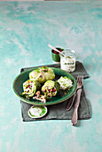 Vegetarian savoy cabbage rice rolls