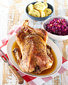 Bavarian goose with apple red cabbage