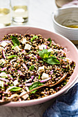 Quinoa and lentil salad with feta