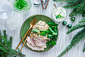 Turkey with mint for Christmas
