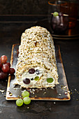 Meringue roll with grape cream