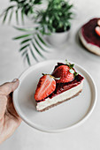 Cheesecake with strawberry mousse and strawberry