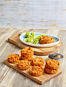 Baked lentil patties with romanesco and mayonnaise