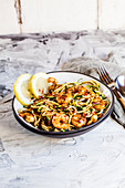 Zoodles with shrimps