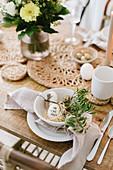 Easter table setting in natural colors