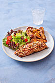 Salmon fillet tray bake with cashew crust