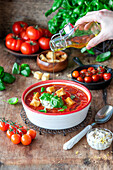 Tomato soup with croutons