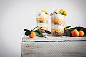 Orange mousse with biscuits