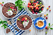 Chocolate cakes with ice cream