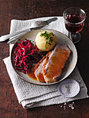 Pork Shoulder with red cabbage and potato dumplings