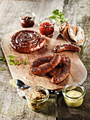 Grilled Wagyu beef sausages made in a Beefer