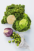 Cabbages – kale, white cabbage, savoy cabbage, red cabbage and Brussels sprouts