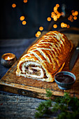 Chicken Wellington wrapped in puff pastry