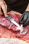 Preparing flank steak for grilling