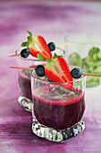Vegan blueberry and strawberry drinks