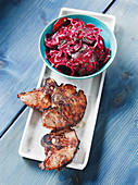 Wild boar T-bone steak made in a Beefer with a beetroot salad