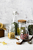 Dried herbs - nettle, camomile, rose, mint, goldenrod