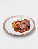 Herb crusted rack of lamb with potato au gratin