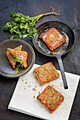 Crab toasts with bacon