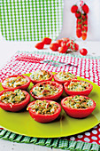Gratinated tomatoes filled with herbs and mozzarella