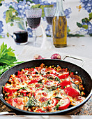 Gratinated oven-roasted vegetables with mozzarella