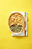 Lamb shank, pea and mint pie