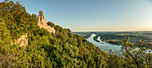 Burg Drachenfels, Blick auf die Insel Nonnenwerth, Rhein, Nordrhein-Westfalen, Deutschland