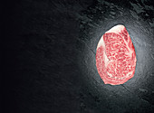 Raw Kobe-Wagyu beef rib-eye steak