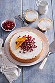 Orange cheesecake with cranberries