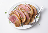 Glazed roasted veal with beer and honey-mustard