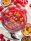 Raspberry pot with passion fruit