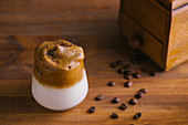 Whipped coffee Dalgona coffee in cold milk