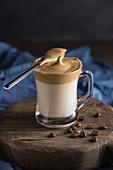 Dalgona coffee in cold milk