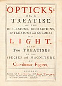 Title page of Isaac Newton's 'Opticks'