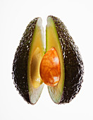 Close up of split avocado