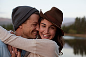 Close up portrait of happy couple