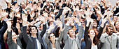 Crowd of business people cheering