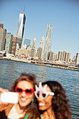 Women in novelty sunglasses