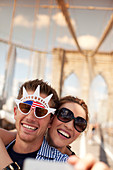 Couple in novelty sunglasses