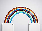 Colorful cords in rainbow shape