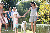 Family walking together in park