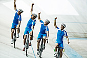 Track cycling team riding