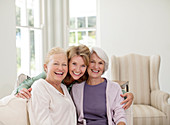 Smiling senior women in living room