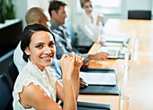 Businesswoman sitting in meeting